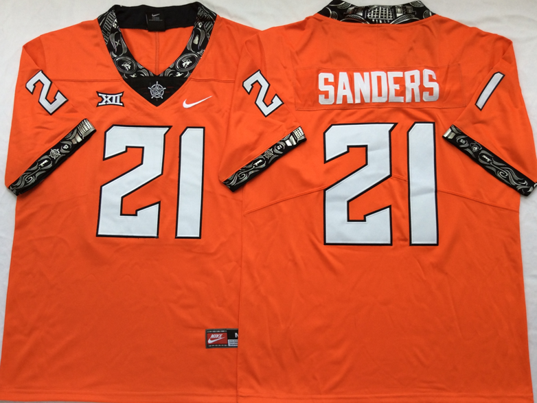 NCAA Men Oklahoma State Cowboys Orange #21 SANDERS->ncaa teams->NCAA Jersey